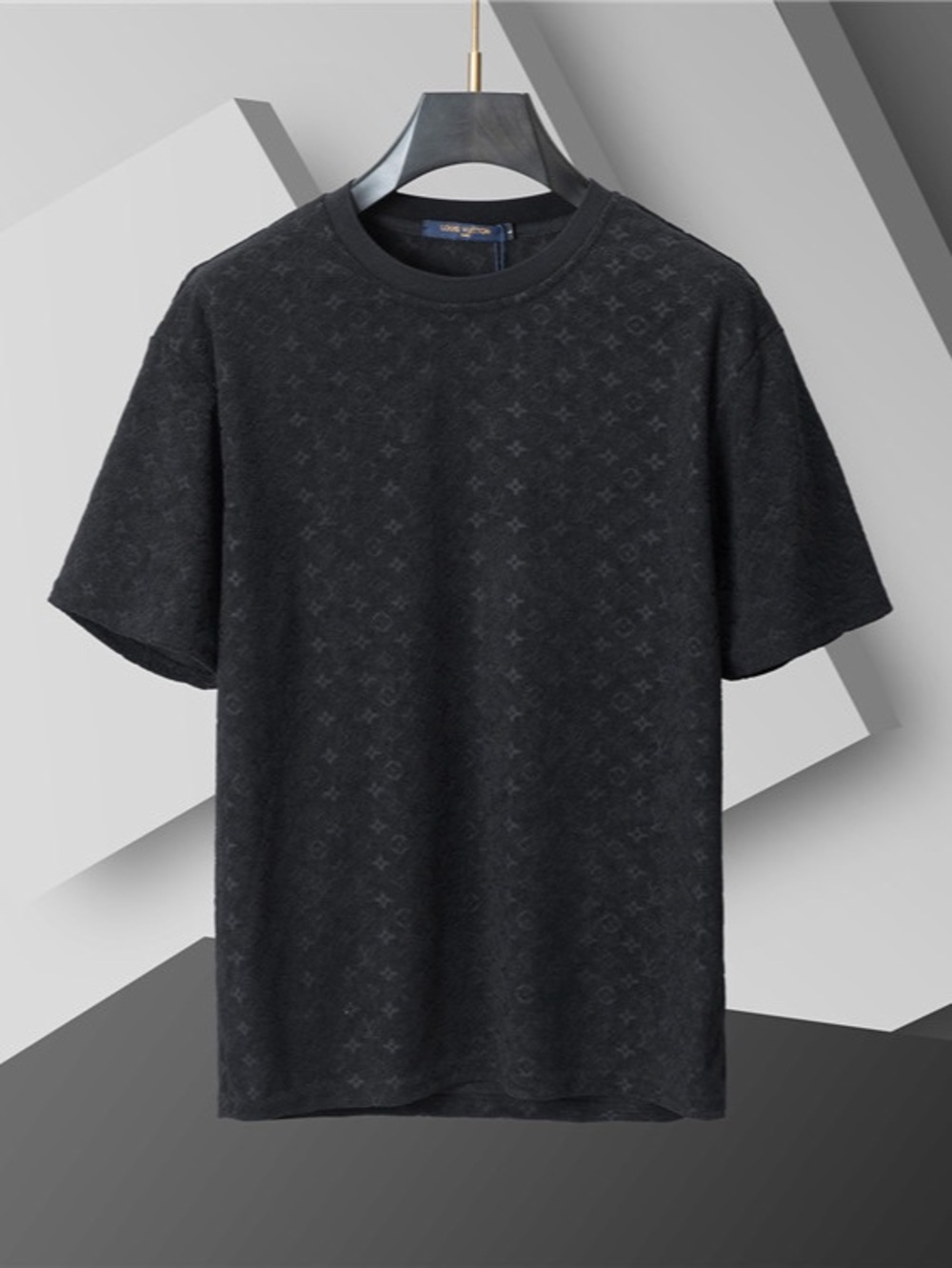 T shirt men Monogram Jacquard Short-Sleeved Crewneck Tee Black